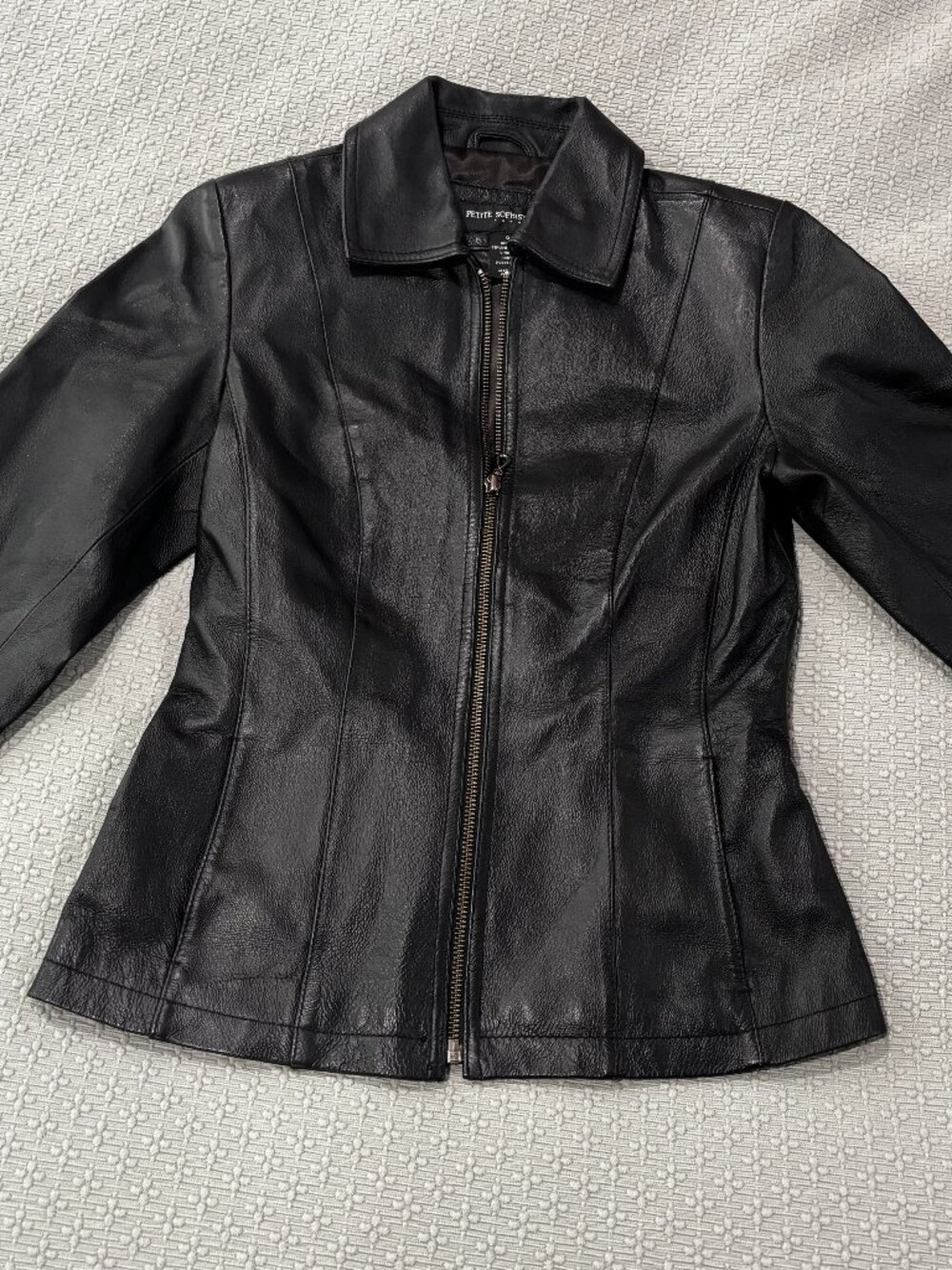Women's Petite Sophisticate Leather Jacket - Size 0